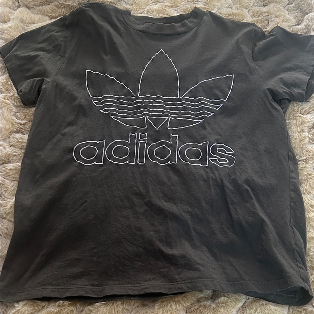 Adidas Charcoal Tee with Purple Logo